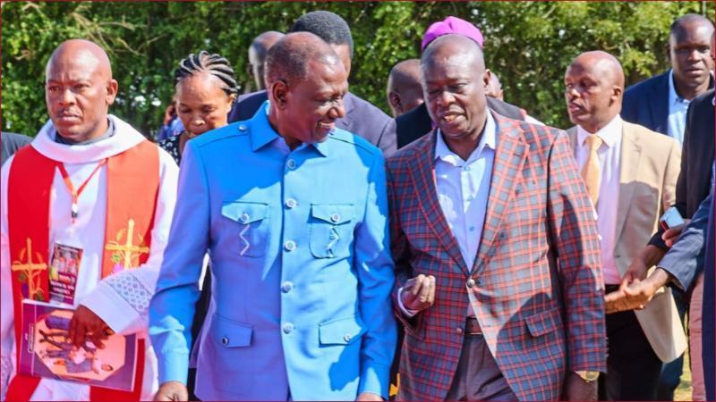 President William Ruto and his deputy Rigathi Gachagua arriving at a church service.